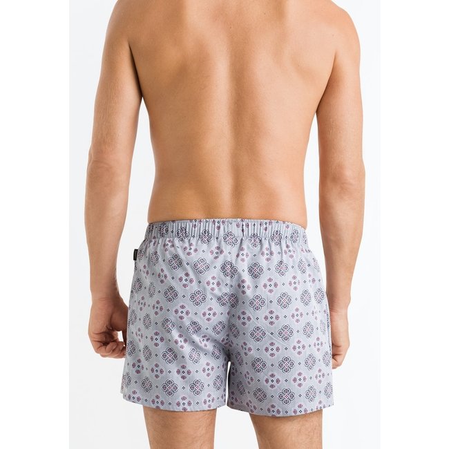 Hanro Men's Fancy Woven Boxershorts - Gray Ornamental Design (074015)
