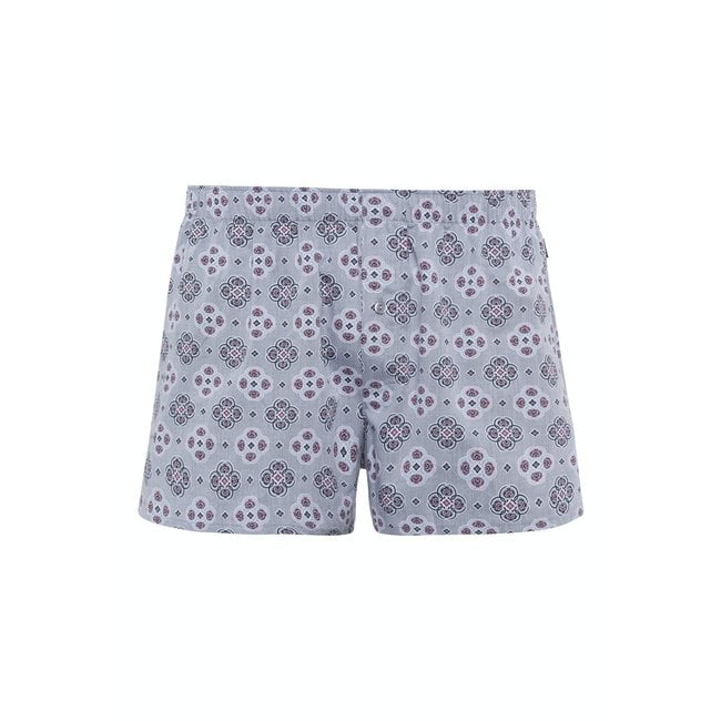 Hanro Men's Fancy Woven Boxershorts - Gray Ornamental Design (074015)