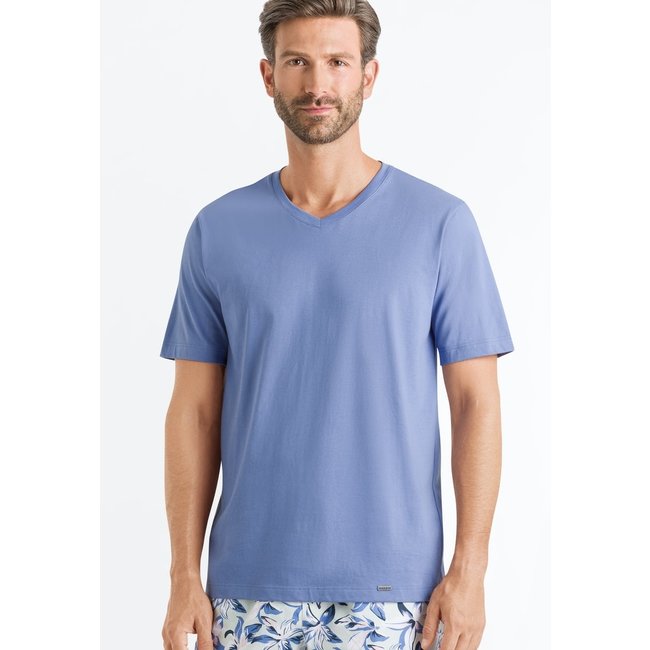 Hanro Männer Sleep & Lounge Living Leisure s/slv  shirt blau 075050