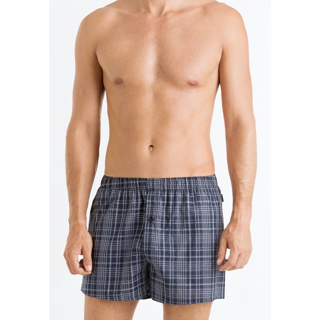 Hanro Heren Fancy Woven boxers geruit blauw 074015