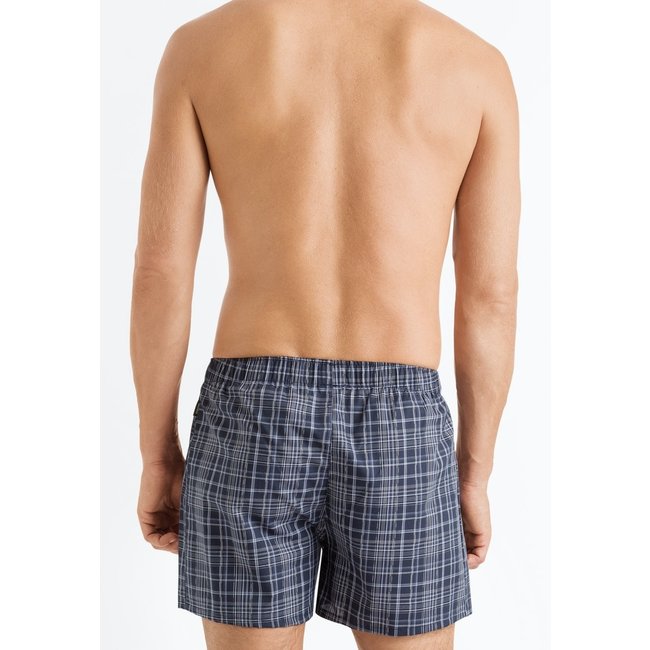 Hanro Heren Fancy Woven boxers geruit blauw 074015