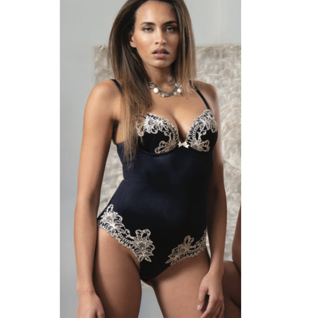 Ivory Rose Fuller Bust rib cut out knot swimsuit in navy blue