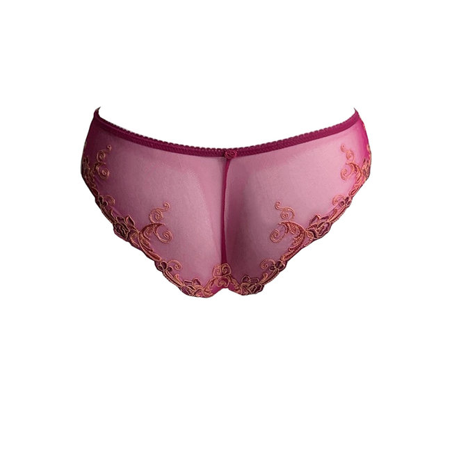 AMBRA  Dessous SETS Silk Fuchsia  Oil push-T-shirt- BH+Brasil rot