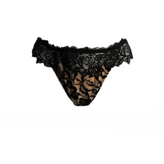 AMBRA Lingerie slips DARK/DEEP NUDE String black/brown 1950