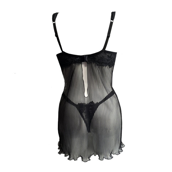 AMBRA Dessous Sätze Jaguard negligé+Push-up BH braun/schwarz