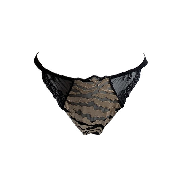 AMBRA lingerie SETS nachtjurkBH+brasil/tanga bruin/zwart