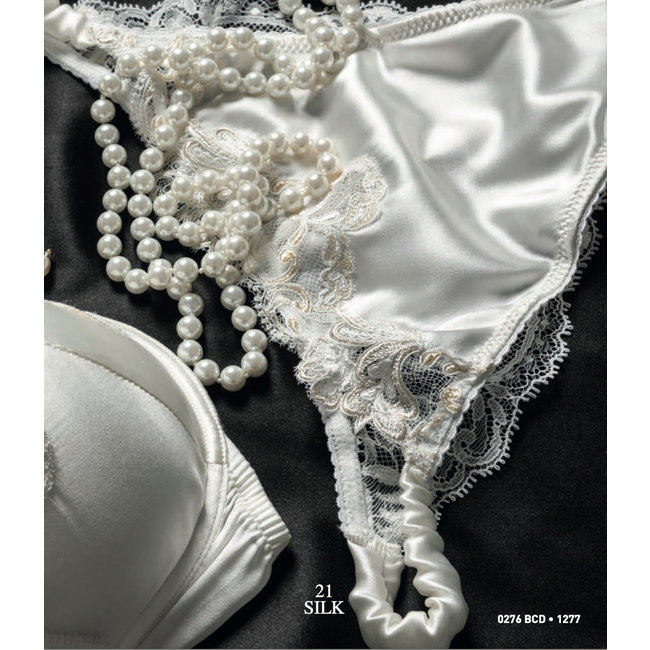 AMBRA Dessous Slips SILK Brasilianer Tanga creme 1277