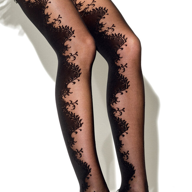 Girardi Panty Chaque Fois opaque/transparent black floral embroidery