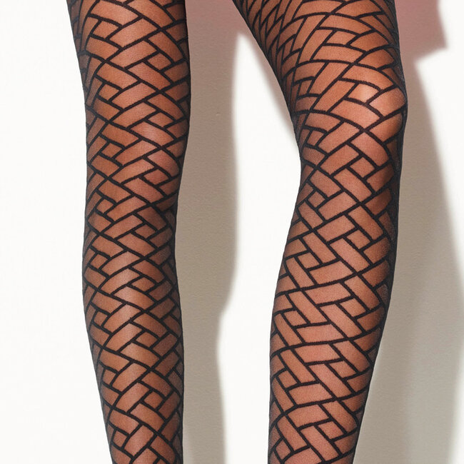 Delfine 15 den panty zwart met geometrisch patroon – Girardi