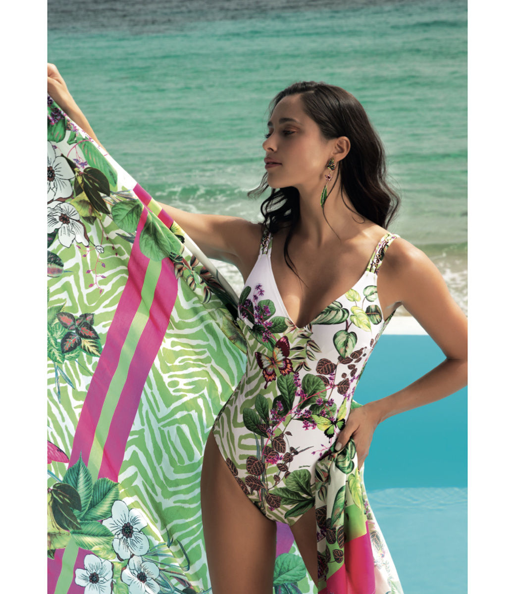 Lise Charmel Beachwear Envolée Tropicale Pareo Wit-groen ASB6073