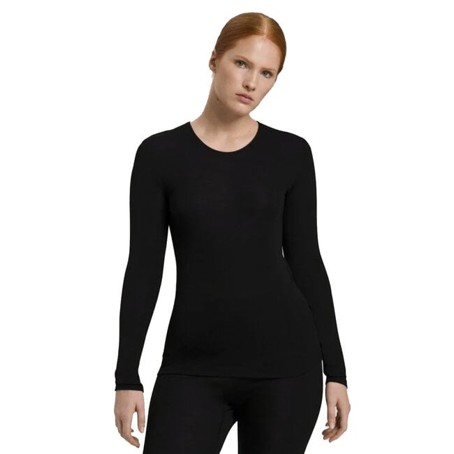 HANRO Hanro Dames ski ondergoed Wol & Zijde r/n l/slv  shirt zwart 071409