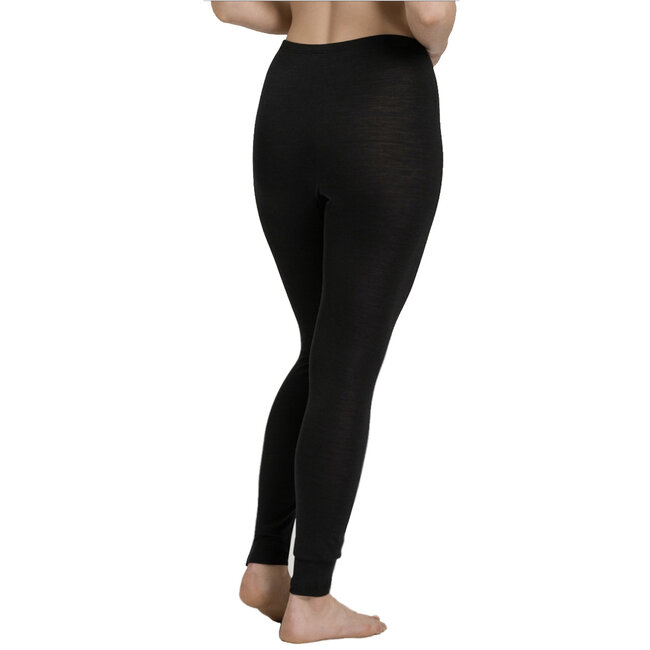 HANRO women’s ski leggings black – Wool & silk base layer 071422