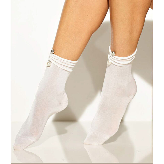Girardi socks Ada white 2 pearls