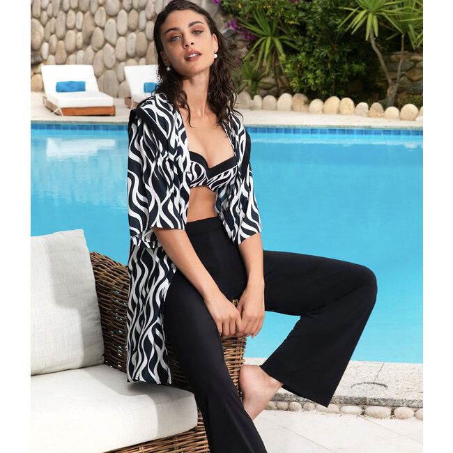 Lise Charmel Badmode Ondes Marines overhemdjurk zwart/wit ASB2177