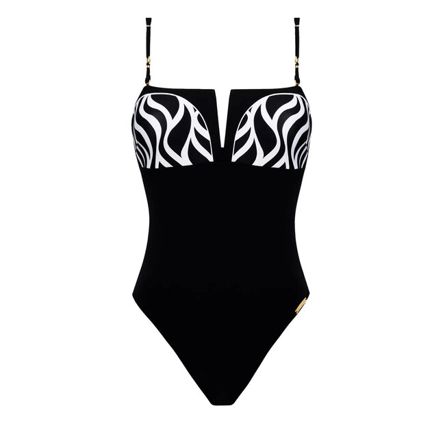 Lise Charmel Ondes Marines Bandeau Badeanzug Push-up schwarz/weiß ACH7272