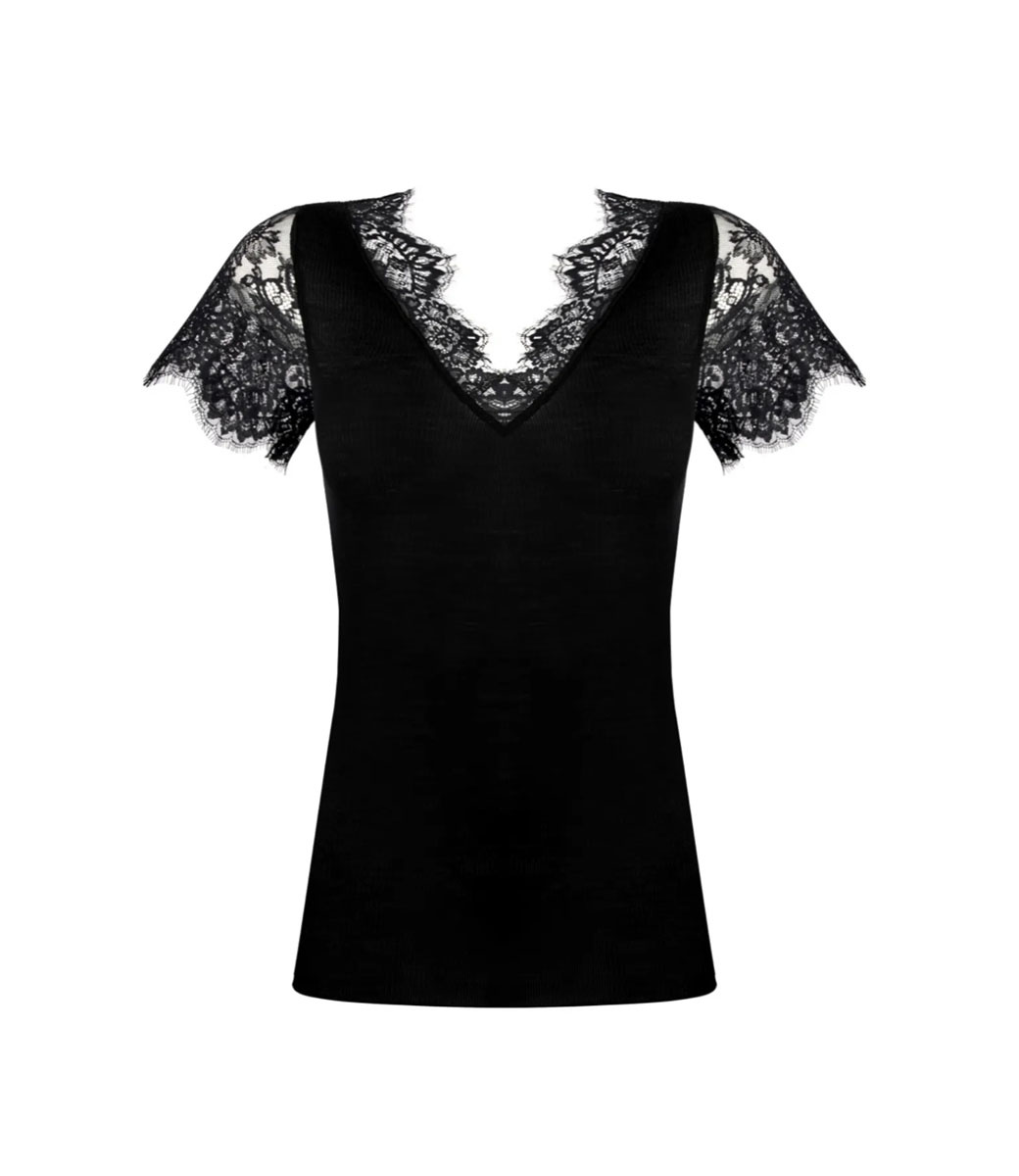 T-shirt Femme Lise Charmel - Taille 2, 70% Laine 30% Soie, Réf. AN9109, Neuf Avec Étiquettes