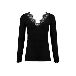 Lise Charmel  Lingerie Lise Charmel clothing Plaisir Caresse luxury V-NeckT-shirt l/slv Black