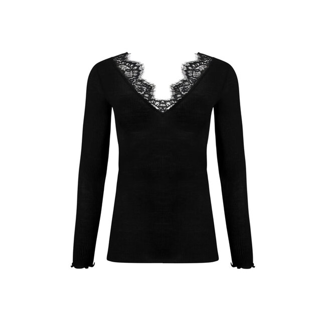 Lise Charmel clothing Plaisir Caresse luxury V-NeckT-shirt l/slv Black