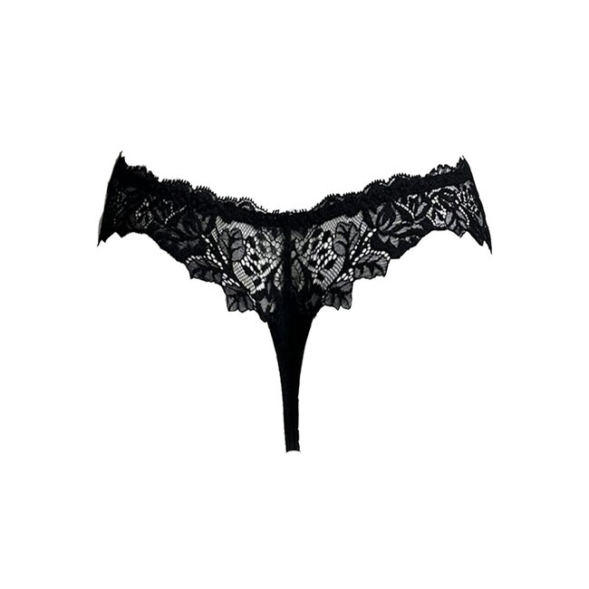 AMBRA Lingerie Slips Platinum Royale String  zwart/zilver 1630