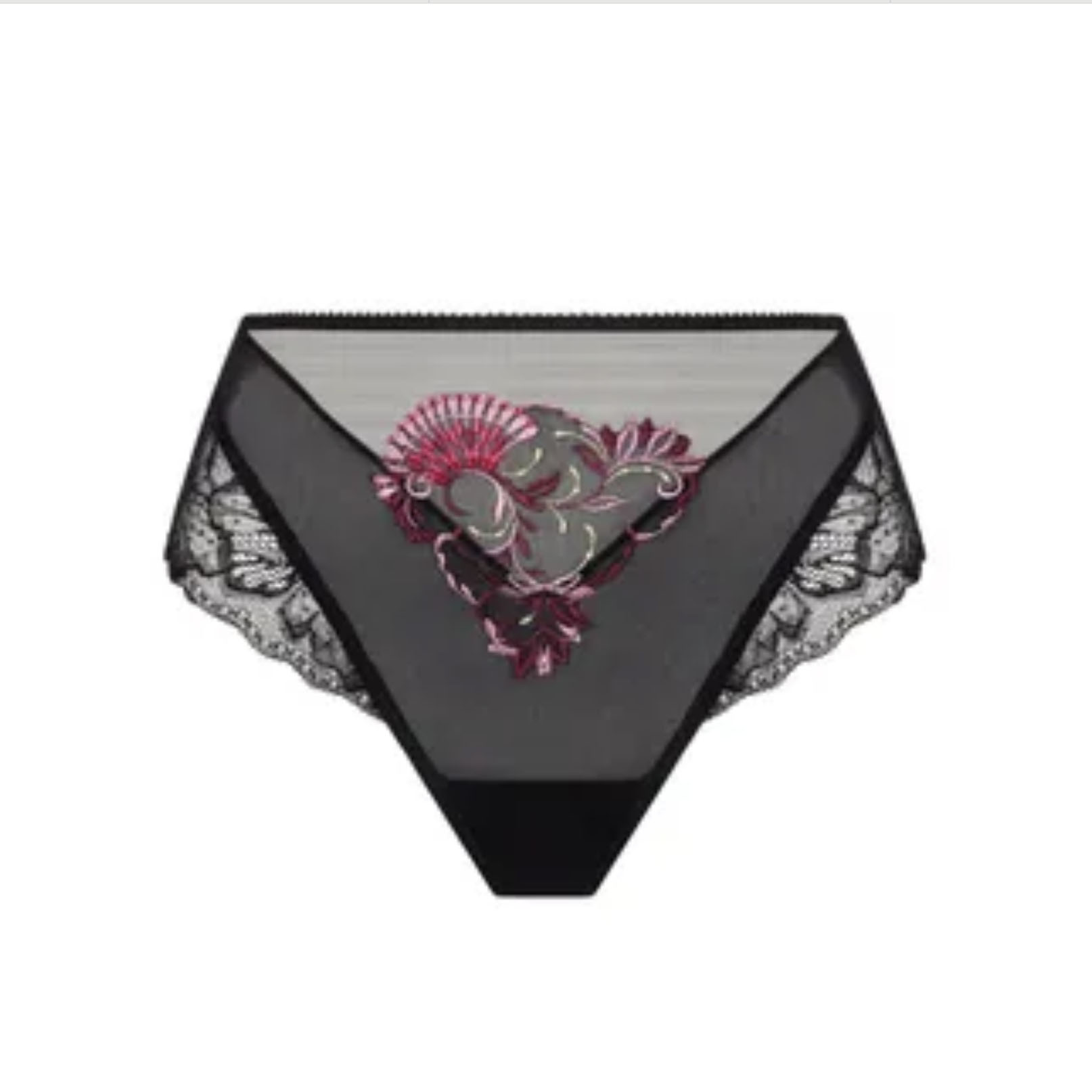 Lise Charmel Lingerie Floraison Passion Hoge slip zwart roze ACH1986 afbeelding