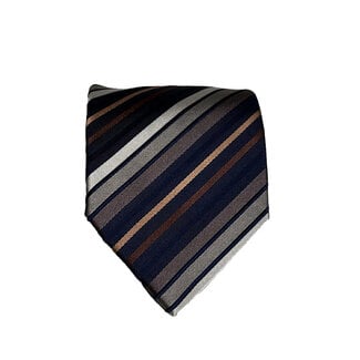 Blue neck tie with brown stripes Massimo 02