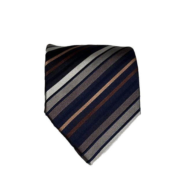 Massimo Valeri Blue neck tie with brown stripes M02