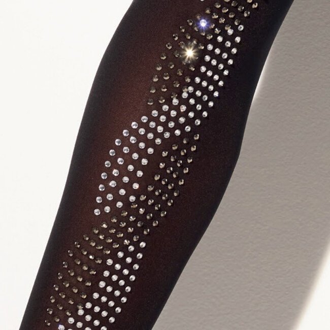 50 Denier Girardi panty Senzafine black with rhinestones on the front leg