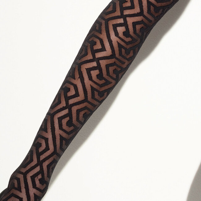 15 Den Schwarze Fantasy Panty mit geometrischem Muster | Girardi Romea