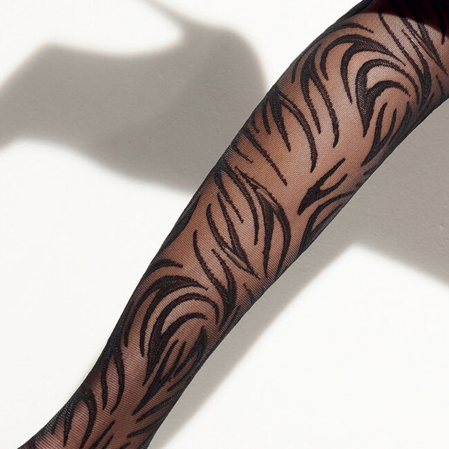 15 Denier Black tights, transparent with fantasy design-Girardi Virginie