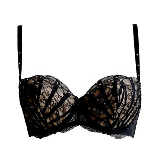 AMBRA AMBRA Black Swan Balconette BH zwart met bandjes en kant