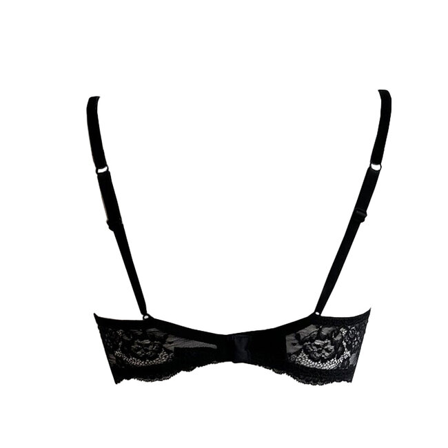 AMBRA Dessous Black Swan Push-up BH schwarz mit Trägern und Spitze