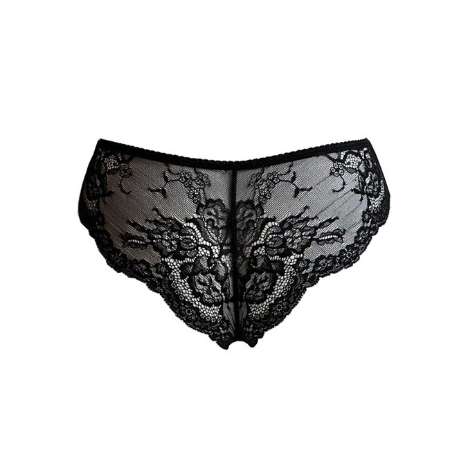 AMBRA lingerie "Black Swan" Brazilian bruin/zwart met bandjes en kant