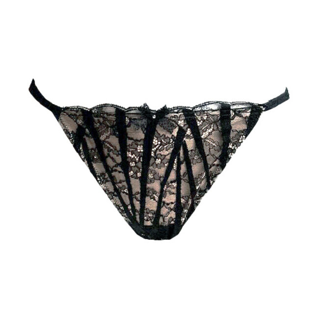 AMBRA AMBRA lingerie “Black Swan” Tanga brown/black with straps and lace