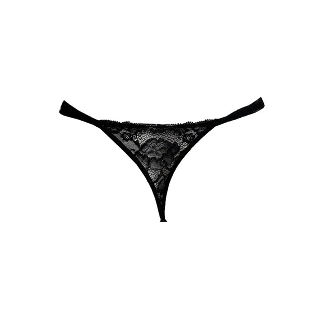AMBRA Dessous "Black Swan“ Tanga braun/schwarz mit Riemen und Spitze
