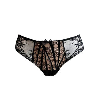 AMBRA Dessous "Black Swan“ String braun/schwarz mit Riemen und Spitze