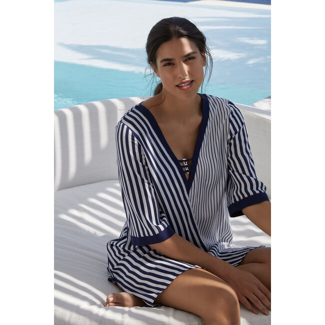 Lise Charmel Beachwear Rayure en Ligne Tunic blue white ASB4485