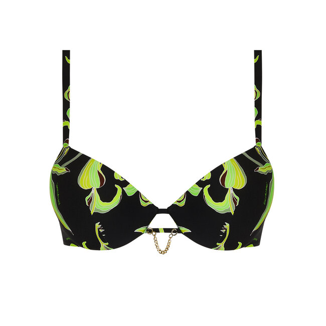 Lise Charmel FLEURS DE NUIT Push-up Bikini Top Black Green ABB8588