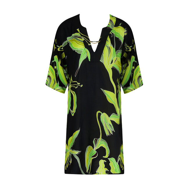 Lise Charmel Fleurs de Nuits Overhemdjurk  zwart/ groen bloemen ASB4488