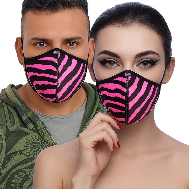 Stylisch Pink Tiger Face Mask–Fashionable & Reusable