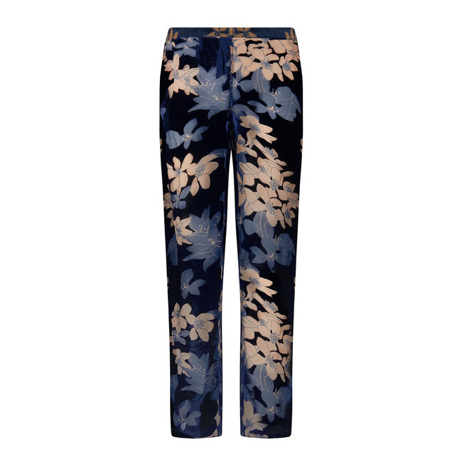 Luxus-Lounge-Hose/Pyjamahose Samt  Blau/Braun ALJ0073