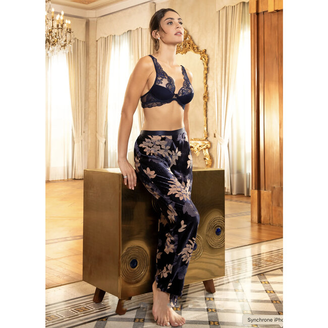 Luxury lounge pants/pajama pants Velvet  Blue/brown ALJ0073