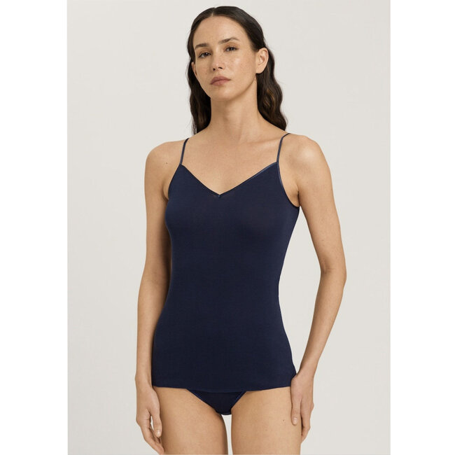 HANRO Ladies Cotton Seamless Tank top  Deep Navy 071601