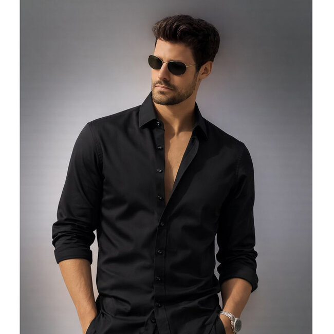 Monti zwart overhemd Aliseo SLIM FIT