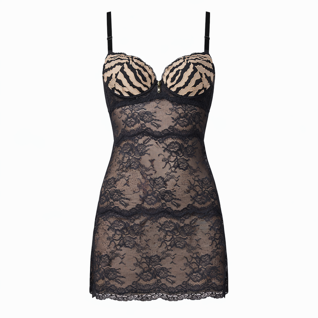 AMBRA lingerie SETS slip dress BH+brasil/tongh brown/black