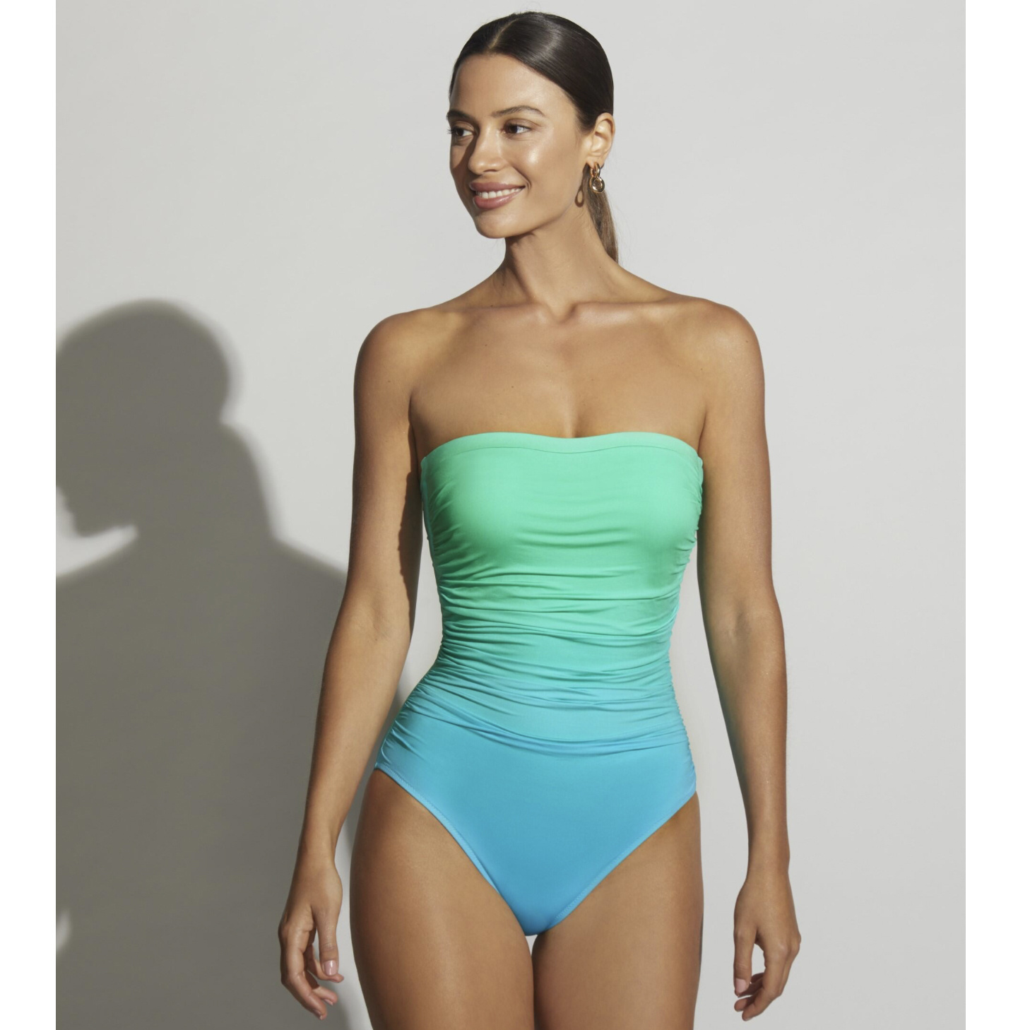 Roidal badpak Nadia - strapless in groen-blauw kleurverloop