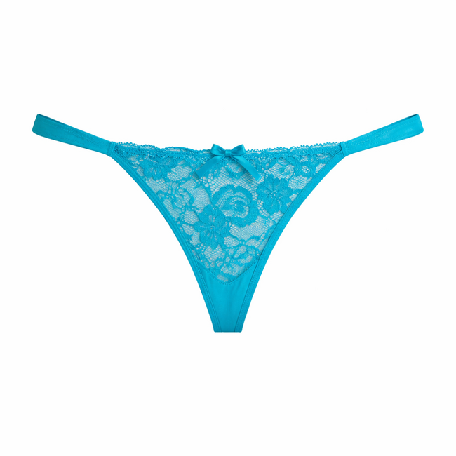 AMBRA Tanga  ROMA LAGUNA blauw – luxe lingerie met borduurwerk