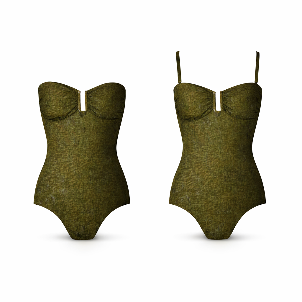 Tessy by Roidal Badpak BATI-, met horizontale ribbels, donker olijfgroen