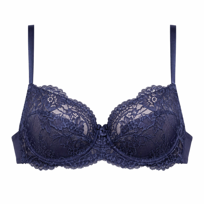 Ambra Capri balconnet bh indigo blauw met kant – luxe lingerie