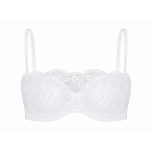 Éclat Couture bandeau bra white with embroidery and sequins – Lise Charmel