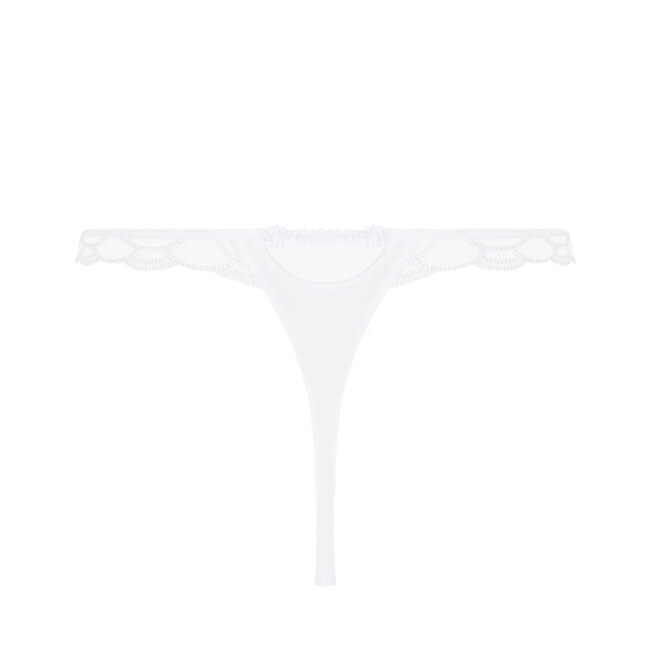 Éclat Couture Mini String Weiss mit Stickerei und Guipure – Lise Charmel